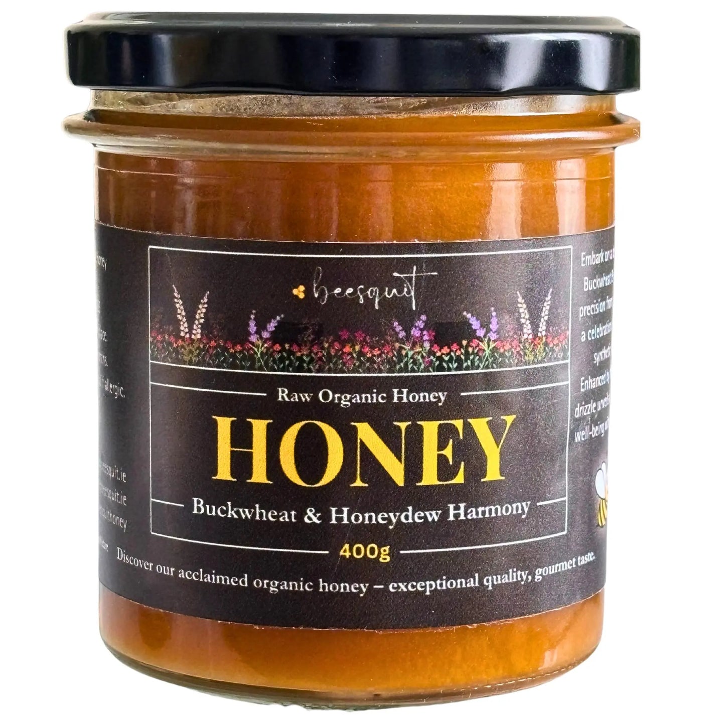 100% Raw Buckwheat & Honeydew Honey 400g jar – Pure, unfiltered honey from Latvian buckwheat fields and honeydew-rich forests | buckwheat-honeydew-400g
